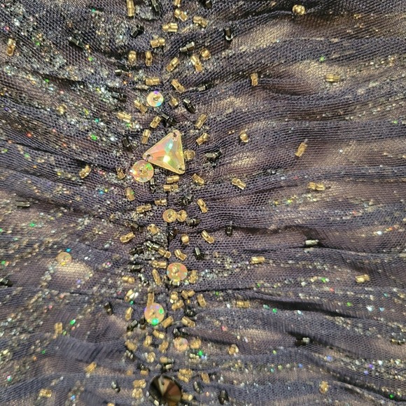 New Year's Eve Party Fairy Glitter Holiday Cobalt Blue Sequin Beads Mini S Dress - Picture 8 of 8